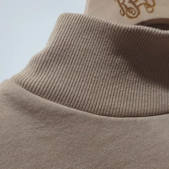 Champion Mock Neck Neutral Sweatshirt Long Sleeve Logo Beige Tan Size M - Picture 6 of 8